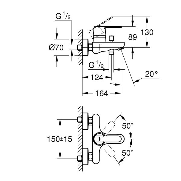 Смеситель для ванны Grohe QuickFix Get 32887000 CV030574 фото