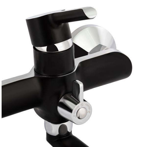 Змішувач для ванни Qtap Grand з поворотним виливом (з душовим гарнітуром) QTGRABCR005 Chrome/Black SD00039607 фото