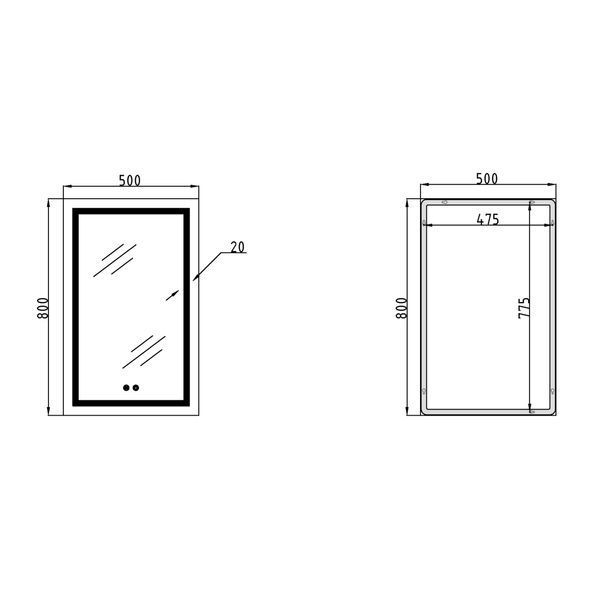 Дзеркало Qtap Mideya (DC-F936) 500х800 з LED-підсвічуванням Touch, з антизапотіванням, димером QT2078F936W SD00036739 фото