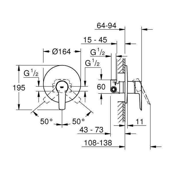 Смеситель скрытого монтажа для душа Grohe QuickFix Start 32590002 CV030589 фото