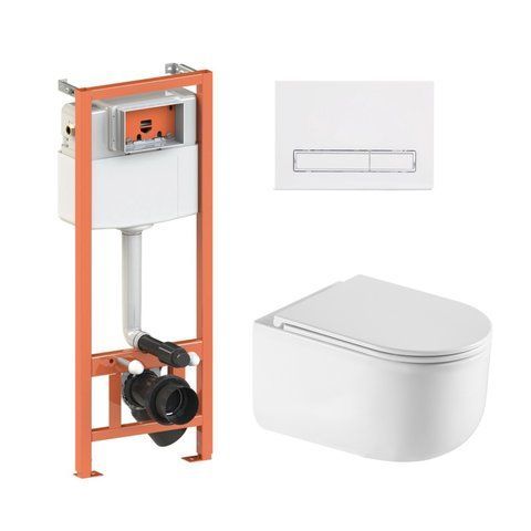Готове рішення Qtap для ванної кімнати: підвісний унітаз Taurus Ultra Quiet 485&times;360&times;350 + комплект інсталяції Nest 4 в 1 (лінійна клавіша White) SD00052273 фото