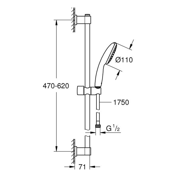 Душовий гарнітур Grohe QuickFix Vitalio Start 110 27942001 CV033290 фото