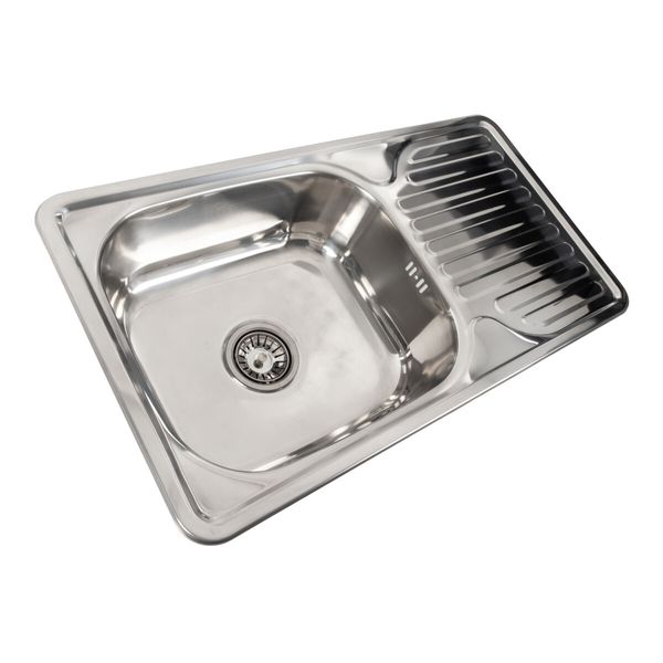 Кухонна мийка з нержавіючої сталі Platinum ПОЛІРОВКА 7642 (0,8/180 мм) 11654 фото
