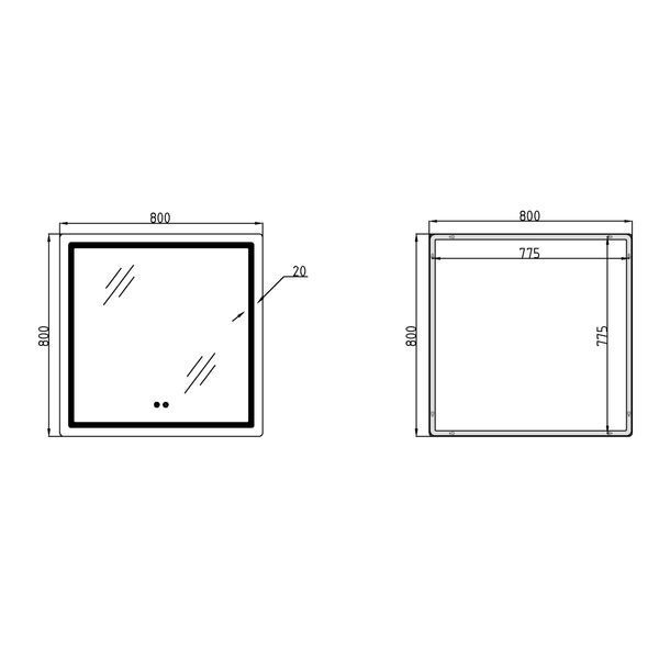 Дзеркало Qtap Mideya 800x800 з LED-підсвічуванням Touch, з антизапотіванням, димером QT2078NCF8080W SD00051750 фото