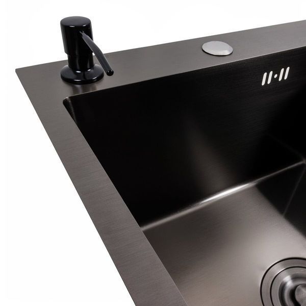 Кухонна мийка CM 65*50 L PVD чорна VALESO Handmade 3.0/1.0 44561 фото
