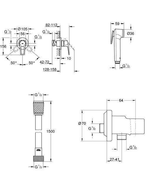 QuickFix Готовий комплект для гігієнічного душу BauLoop New з Vitalio trigger spray (UA202406QF) UA202406QF фото