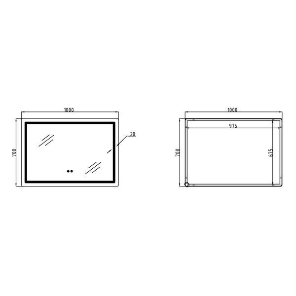 Дзеркало Qtap Mideya 1000х700 з LED-підсвічуванням Touch, з антизапотіванням, димером QT2078NCF10070W SD00051751 фото