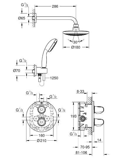 Душова система Grohtherm 1000 (34614000), Grohe 34614000 фото