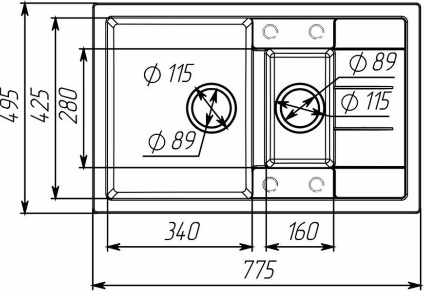 Гранитная мойка для кухни VALESO 7850W TOSKANA матовый Морион 49056 фото