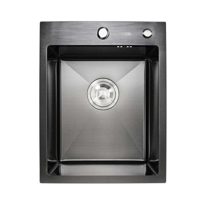 Мойка для кухни Platinum Handmade PVD черная 400х500х220 (толщина 3,0/1,5 мм + корзина и дозатор в комплекте) 23565 фото