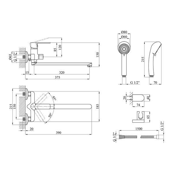 Смеситель для ванны Kroner KRP Bremen - C070 CV012071 фото