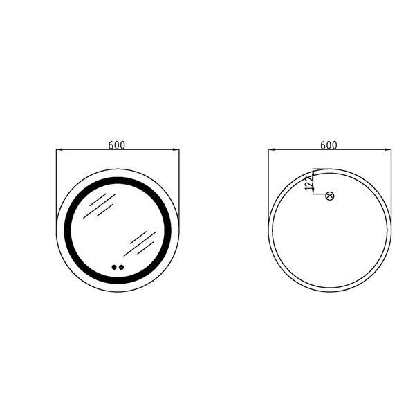 Зеркало Lidz Aria R600 с LED-подсветкой Touch, с антизапотеванием, с диммером, рег. яркости LD78LR600 SD00052337 фото