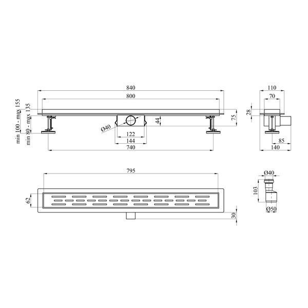 Трап линейный Kroner KRP Eifel L80 Linien CV034170 фото