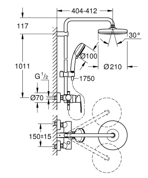 Душова система Tempesta Cosmopolitan System 210 (26224001), Grohe 26224001 фото