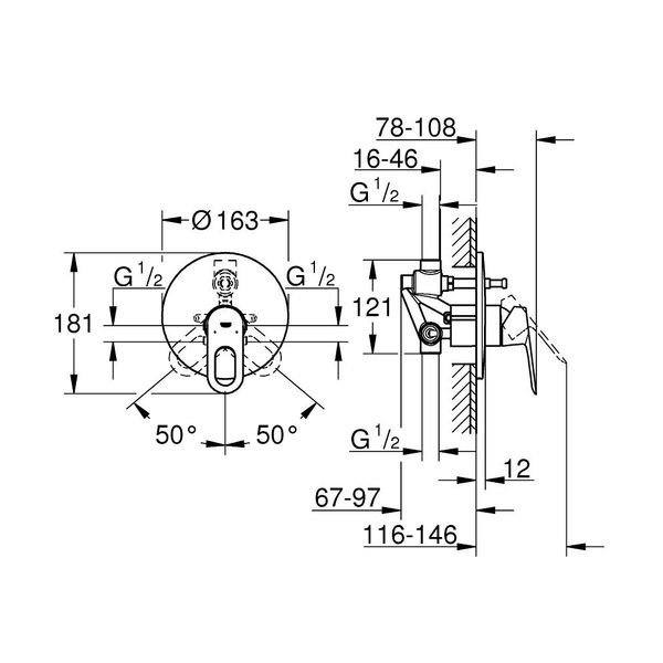 Змішувач прихованого монтажу для ванни Grohe BauLoop 29081000 CV031172 фото