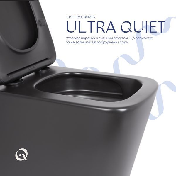 Унітаз підвісний Qtap Tern New Ultra Quiet безобідковий з сидінням Soft-close MATT BLACK QT17332303ASMB SD00052572 фото