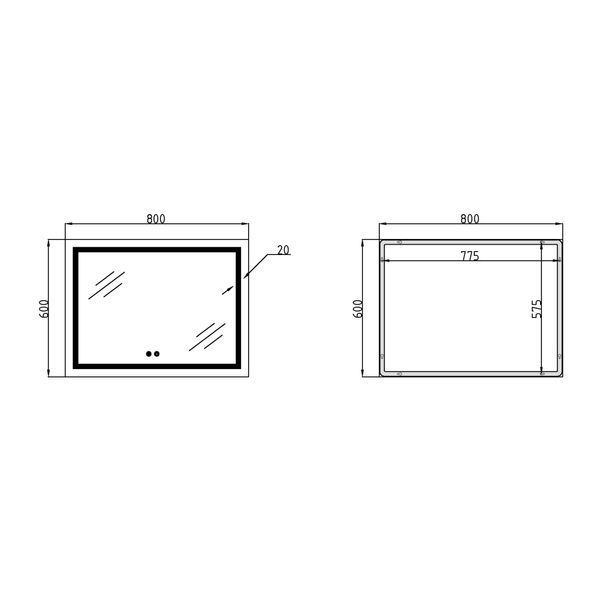 Дзеркало Qtap Mideya (DC-F904) 800х600 з LED-підсвічуванням Touch, з димером QT2078F904W SD00034651 фото