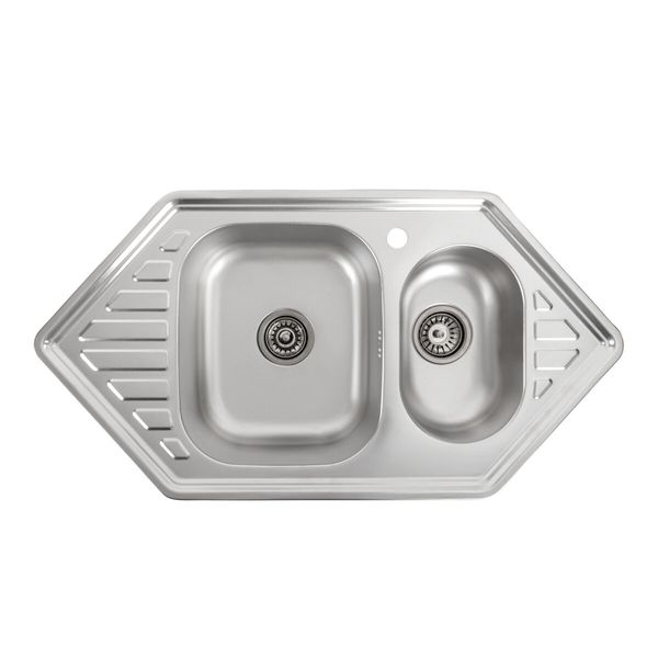 Кухонна мийка з нержавіючої сталі Platinum 9550D ДЕКОР (0,8/180 мм) 11529 фото