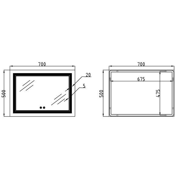 Зеркало Qtap Cardinal (CA1) 700х500 с LED-подсветкой Touch, с антизапотеванием, с диммером, рег. темп. цвета (3000-6500K) QT0478C5070 SD00052323 фото