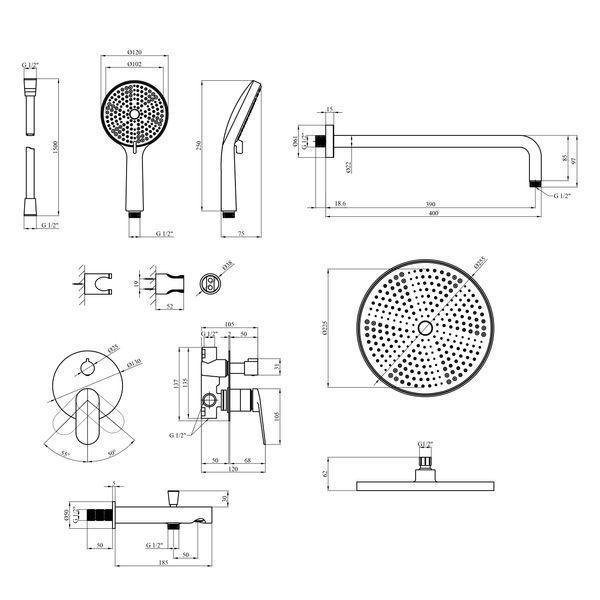 Душова система Kroner Element 211335A-5301 CV036005 фото