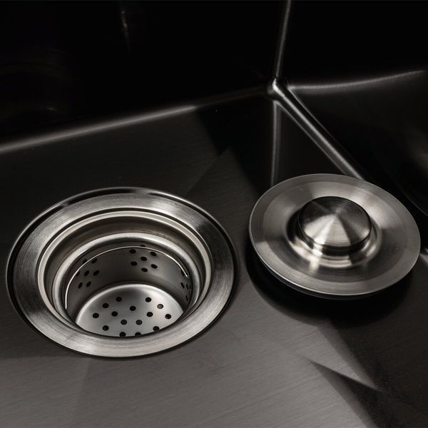 Кухонная мойка CM 58*48 L черная PVD VALESO Handmade (круглый сифон 3.0/1.0) 42226 фото