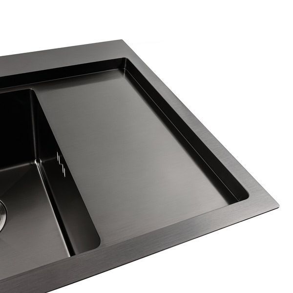 Кухонная мойка CM 58*48 L черная PVD VALESO Handmade (круглый сифон 3.0/1.0) 42226 фото