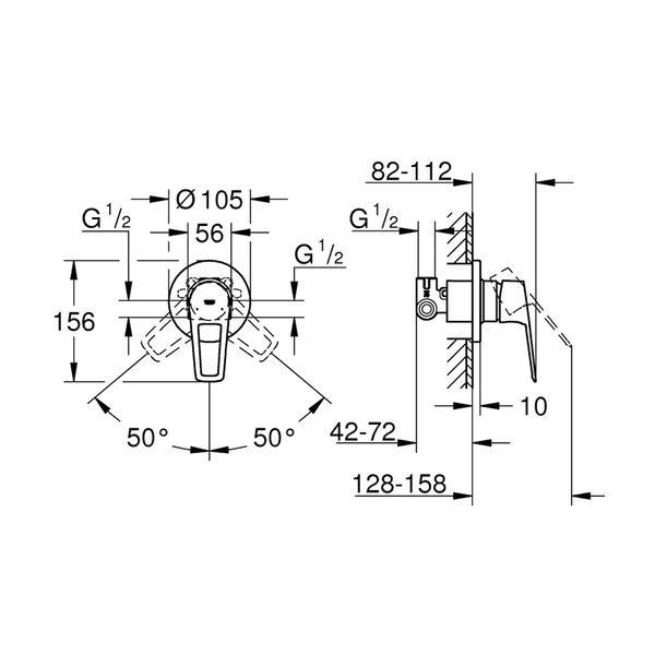 Смеситель скрытого монтажа для душа Grohe BauLoop New 29042001 CV034410 фото