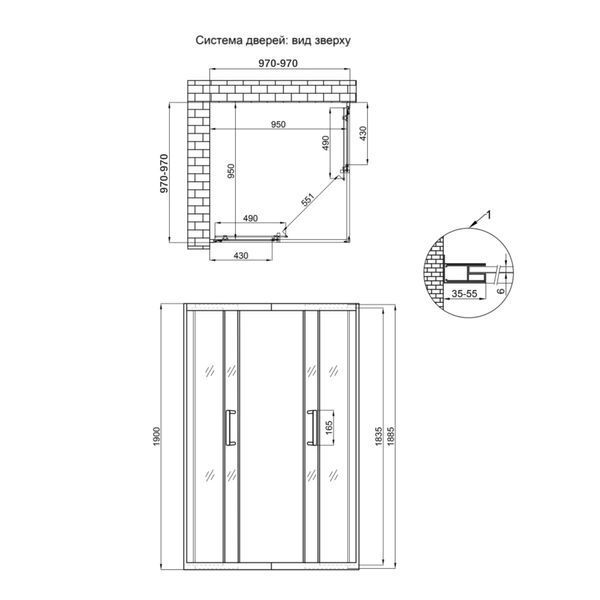 Душова кабіна Qtap Taurus CRM1011SC6 100x100 см, скло Clear 6 мм, покриття CalcLess без піддона SD00045257 фото