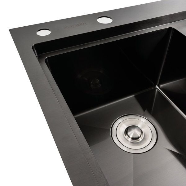 Кухонная мойка CM 58*48 L черная PVD VALESO Handmade (круглый сифон 3.0/1.0) 42226 фото