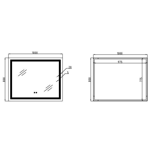 Дзеркало Qtap Cardinal (CA1) 1000х800 з LED-підсвічуванням Touch, з антизапотіванням, з димером, рег. темп. кольору (3000-6500K) QT0478C10080 SD00052327 фото