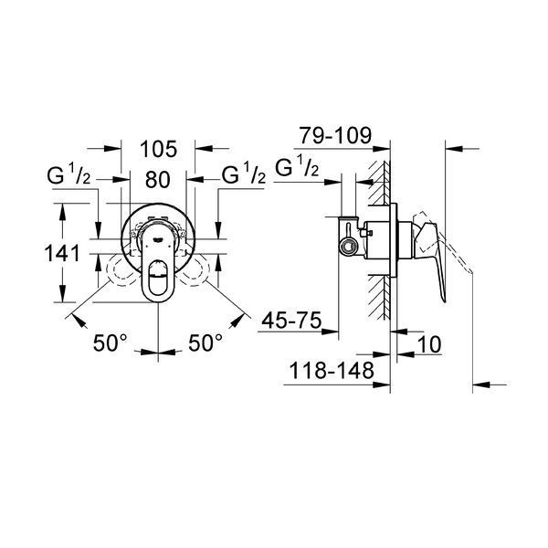 Змішувач прихованого монтажу для душу Grohe BauLoop 29042000 CV034412 фото