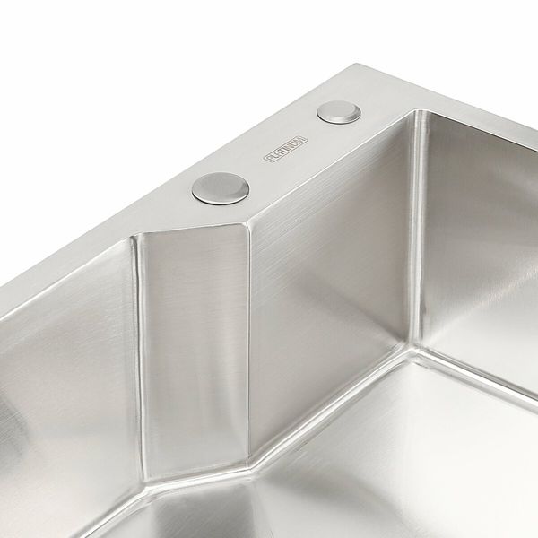 Кухонная мойка Platinum Handmade 650х430х220 (толщина 3,0/1,5 мм корзина и дозатор в комплекте) 23594 фото