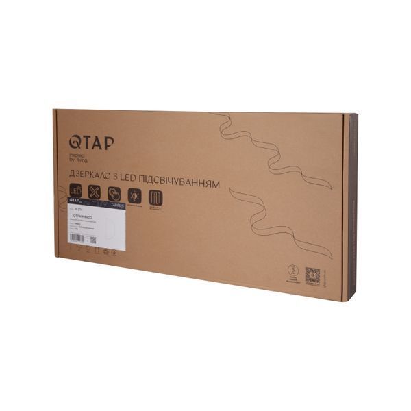 Дзеркало Qtap Taurus HR1200 з LED-підсвічуванням Touch, з антизапотіванням, з димером, рег. темп. кольору (3000-6500K) QTTAUHR1200 SD00055399 фото