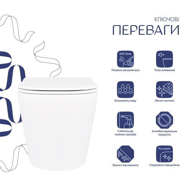 Унитаз подвесной Qtap Scorpio безободковый Ultra Quiet с сиденьем Soft-close QT14332380AW SD00050898 фото