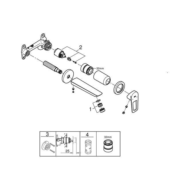 Смеситель скрытого монтажа для раковины Grohe BauLoop New 20289001 CV034419 фото