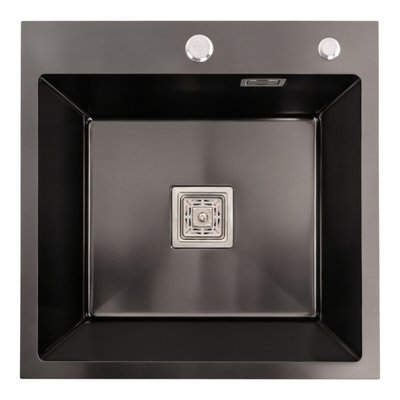 Мойка PVD Platinum Handmade HSBB 500x500x220 черная (квадратный сифон, 3.0/1.0) 36726 фото
