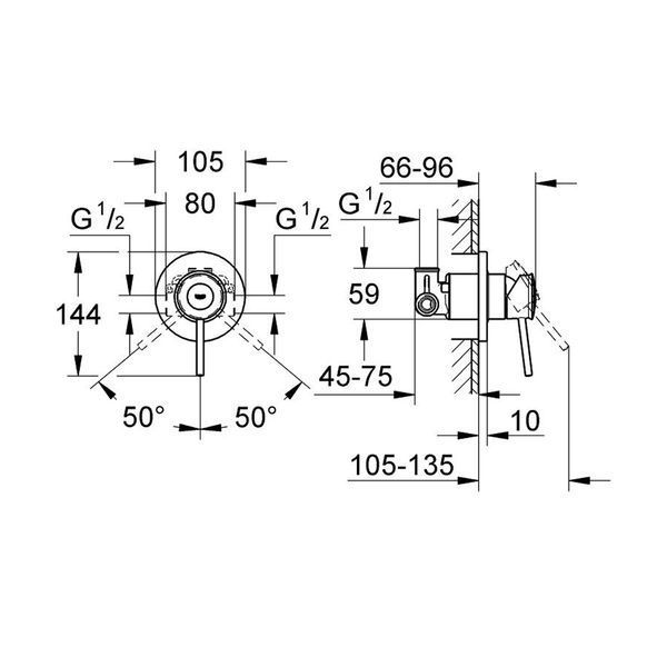 Смеситель скрытого монтажа для душа Grohe BauClassic 29048000 CV034417 фото