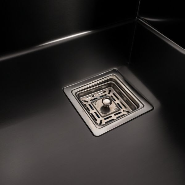 Мийка PVD Platinum Handmade HSBB 500x500x220 чорна (квадратний сифон,3.0/1.0) 36726 фото