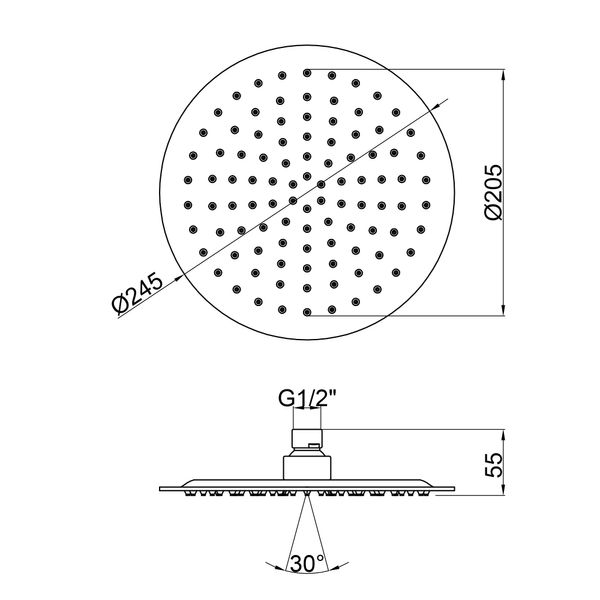 Лейка для верхнего душа Lidz (CRM) 51 10 103 25, Ø25 см SD00043621 фото