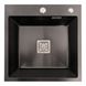Мийка PVD Platinum Handmade HSBB 500x500x220 чорна (квадратний сифон,3.0/1.0) 36726 фото 1