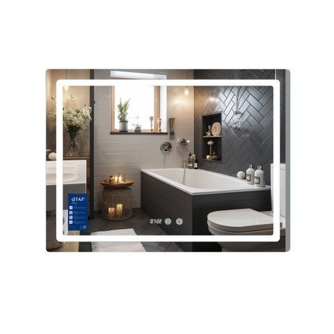 Дзеркало Qtap Mideya (MI2) 1000х800 з годинником, з LED-підсвічуванням Touch, з антизапотіванням, димером, рег. яскравості QTMID100080049266 SD00055390 фото