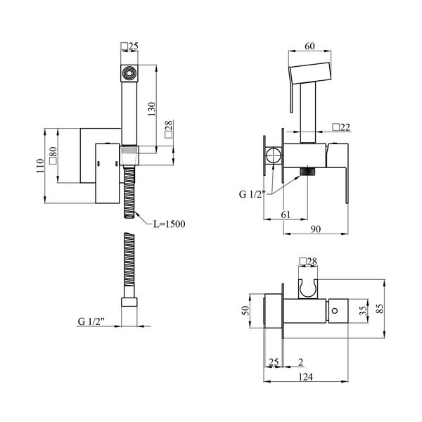 Набор 3 в 1 для ванной комнаты KronerKRP Edelstahl Kubus - SCH063 SS0356 фото