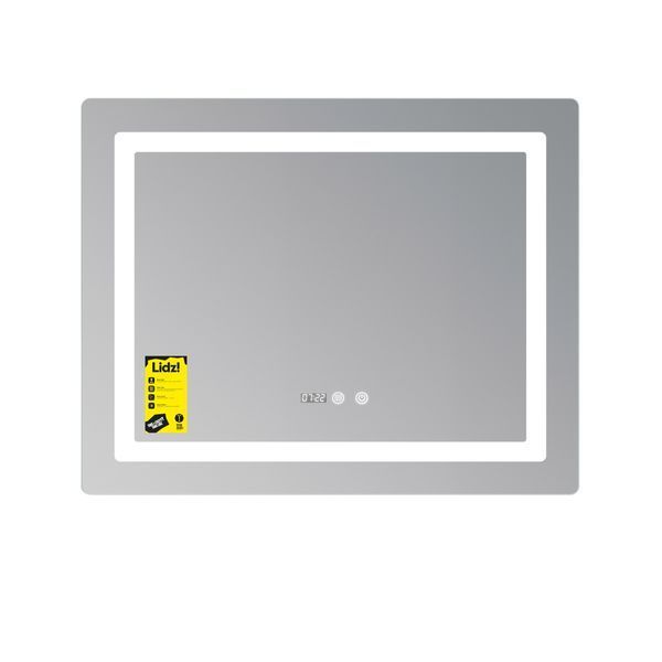 Дзеркало Lidz Kubis (KU2) 800х600 з годинником, з LED-підсвічуванням Touch, з антизапотіванням, з димером, рег. яскравості LDKU800600CL48281 SD00055405 фото