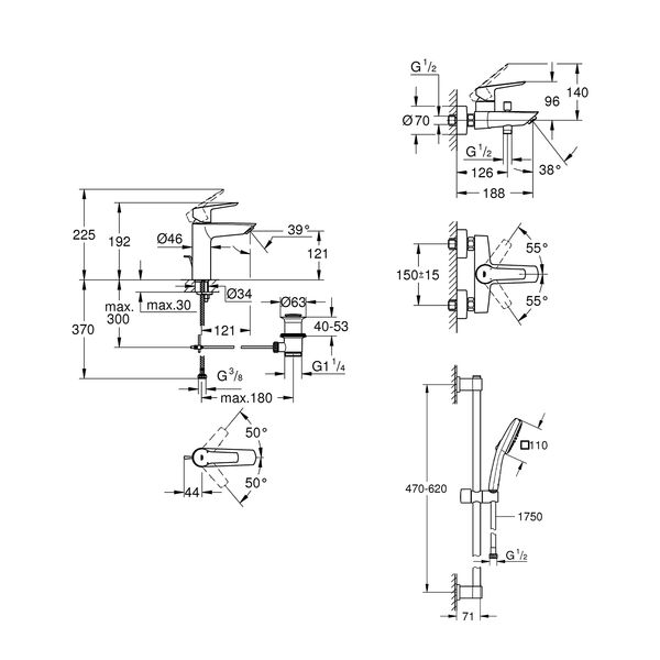 Комплект смесителей для ванной комнаты Grohe QuickFix Start UA202301MQ CV030619 фото