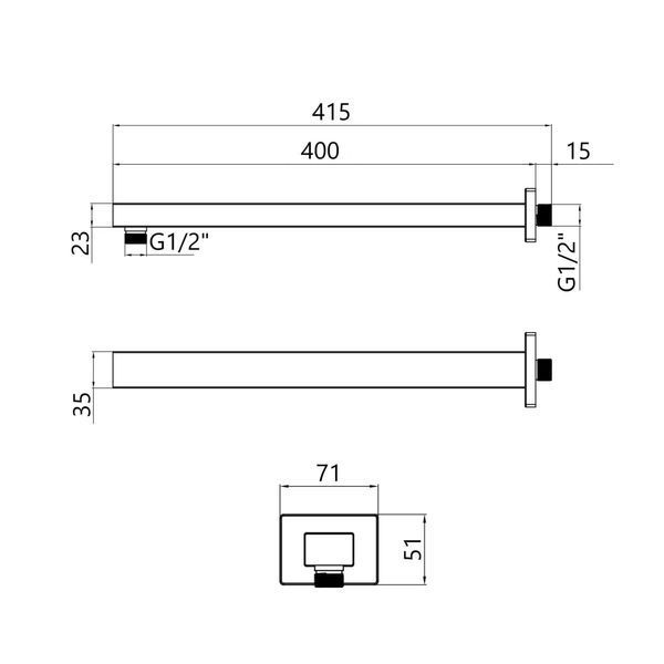 Кронштейн для верхнего душа Qtap Trubice 400 мм прямоугольный QTTRU120BLM45929 Black Matt SD00052053 фото