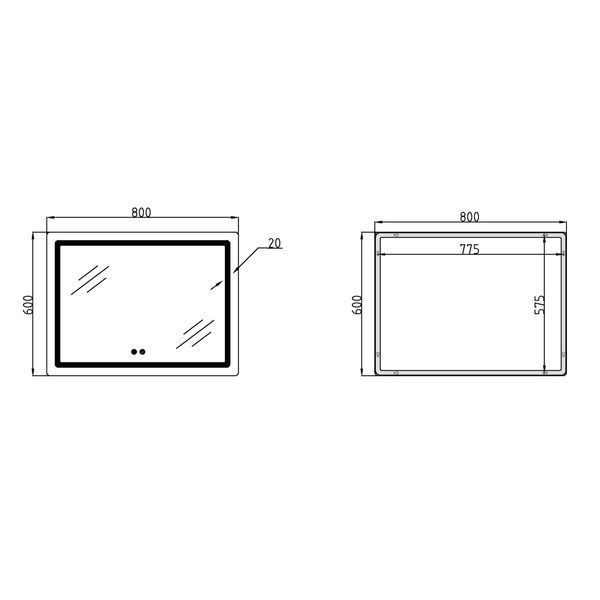 Дзеркало Qtap Mideya (DC-F908) 800х600 з LED-підсвічуванням Touch, з димером QT2078F908W SD00034652 фото