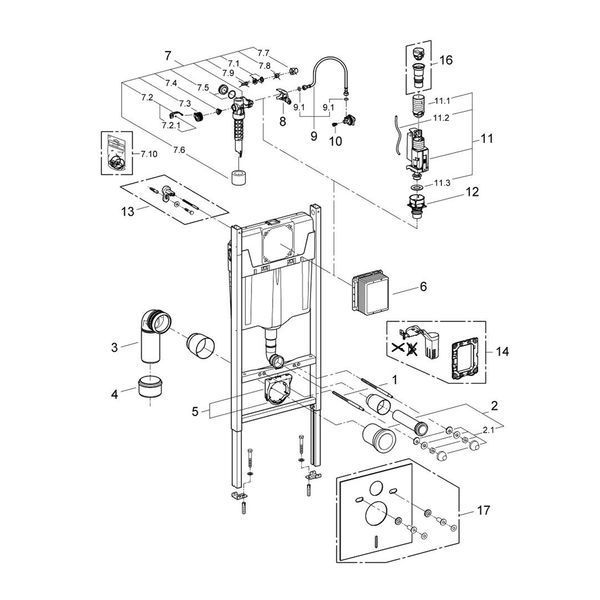 Комплект 4 в 1: Инсталляция GROHE Solido 3 в 1 3884966Q + Унитаз безободковый Kroner Eifel WHI483429 TORNADO (3884966KE483429) CV033819 фото