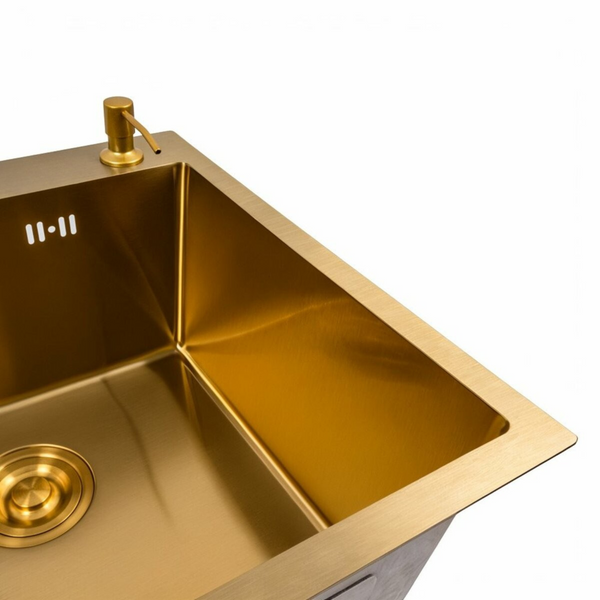 Комплект кухонної мийки Platinum Handmade 50*50 PVD Gold NES-JL7 pl23218 фото