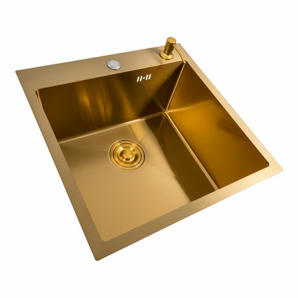 Комплект кухонної мийки Platinum Handmade 50*50 PVD Gold NES-JL7 pl23218 фото