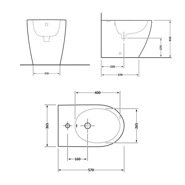 Биде напольное Qtap Robin 565x360x405 Matt black QT13442141CMB SD00043834 фото